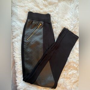 Guess Black Leggings with Faux Leather Panel